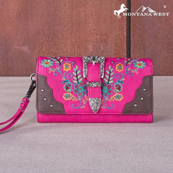 MW1252-W018 Montana West Embroidered Buckle Collection Wallet - Picture 3 of 5